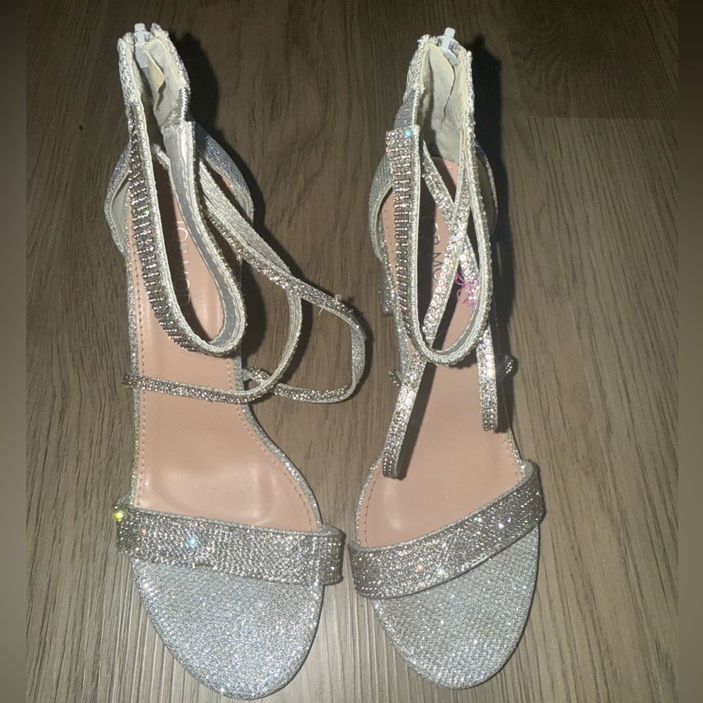Sparkling Silver Strappy Heels‎